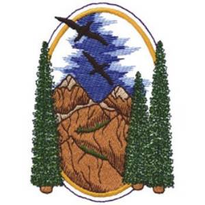 Picture of Birds And Mountains Machine Embroidery Design