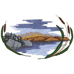 Lake With Cattails Machine Embroidery Design