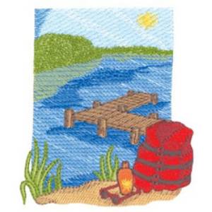 Picture of Boat Dock Machine Embroidery Design