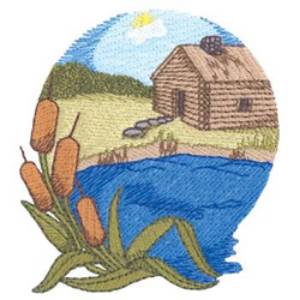Picture of Lakeside Cabin Machine Embroidery Design