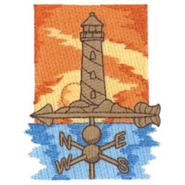 Picture of Lighthouse Weather Vane Machine Embroidery Design