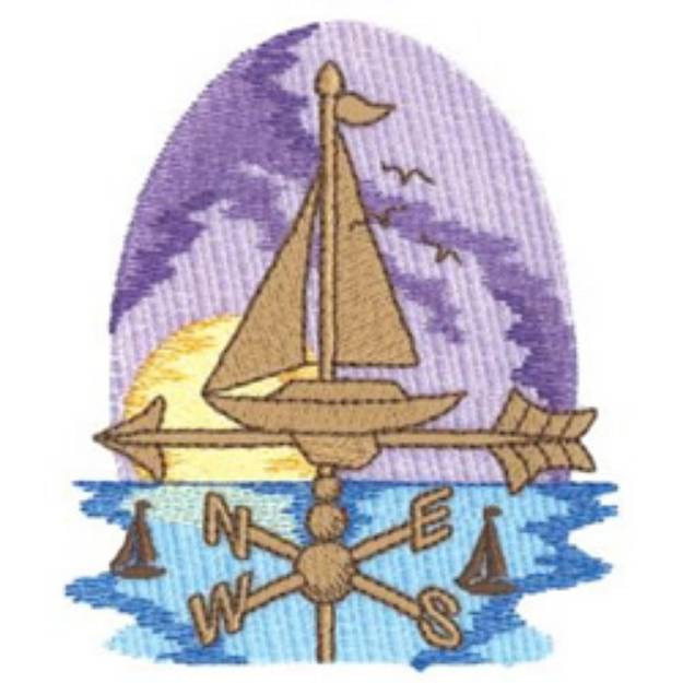 Picture of Sailboat Weather Vane Machine Embroidery Design