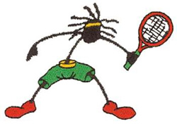 Rasta Tennis Player Machine Embroidery Design