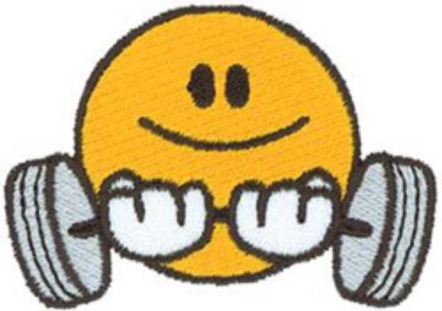 Picture of Weightlifting Smiley Machine Embroidery Design
