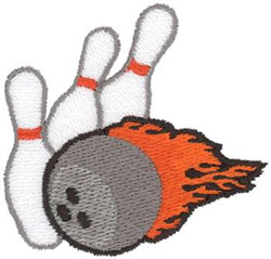 Flaming Bowling Ball Machine Embroidery Design