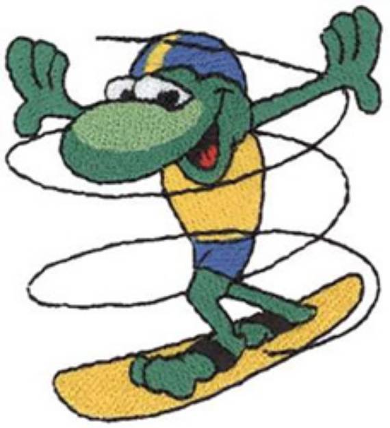 Picture of Sky Surfing Frog Machine Embroidery Design