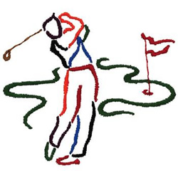 Golfing Outline Machine Embroidery Design