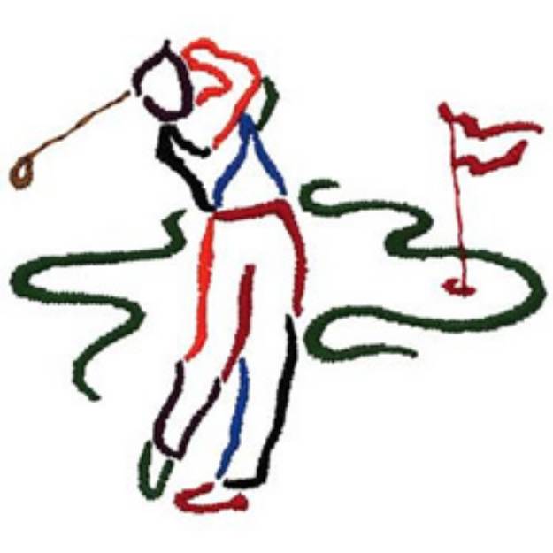 Picture of Golfing Outline Machine Embroidery Design