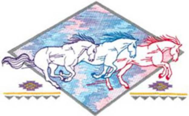 Picture of Three Running Horses Machine Embroidery Design