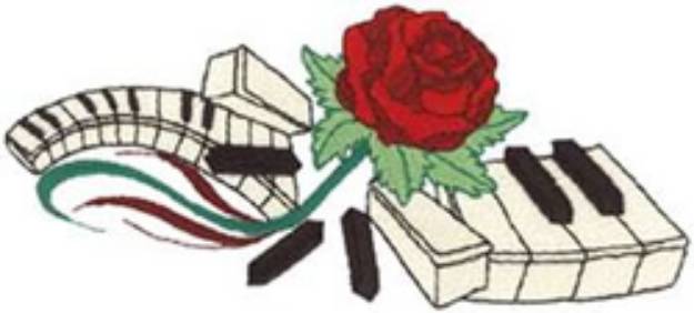 Picture of Rose On Keyboard Machine Embroidery Design
