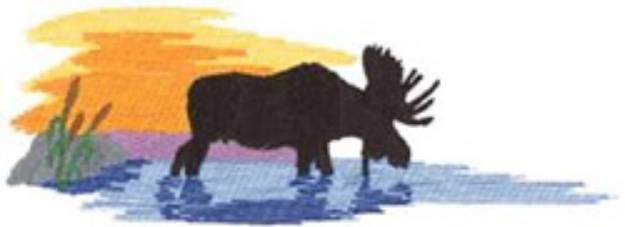 Picture of Moose In Water Machine Embroidery Design