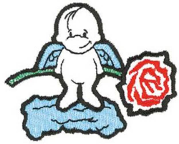 Picture of Angel With Rose Machine Embroidery Design