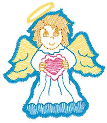 Angel With Heart Machine Embroidery Design