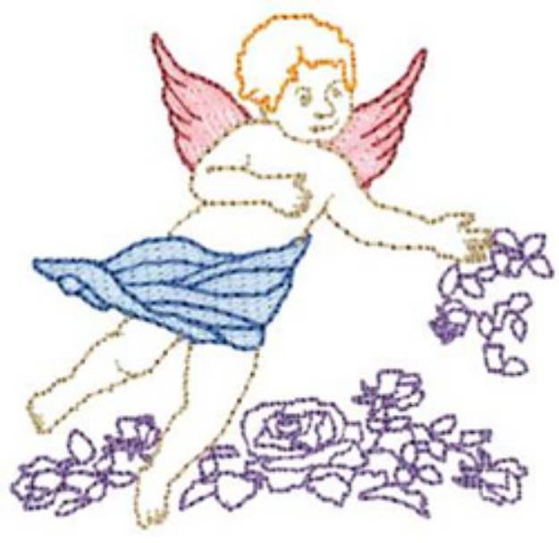 Picture of Angel With Roses Machine Embroidery Design