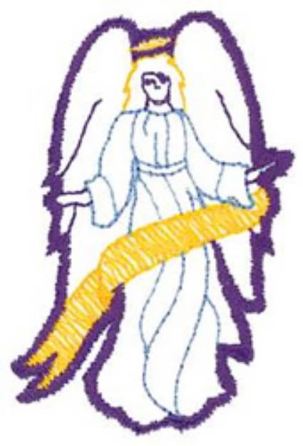 Picture of Angel With Banner Machine Embroidery Design