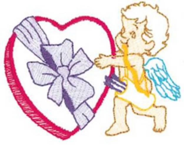 Picture of Cupid W/ Heart Machine Embroidery Design