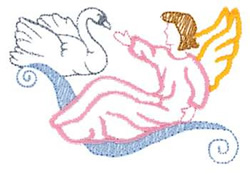 Swan With Angel Machine Embroidery Design