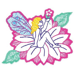 Pixie On Flower Machine Embroidery Design