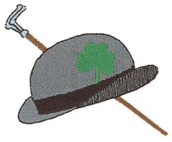 Derby Hat With Cane Machine Embroidery Design