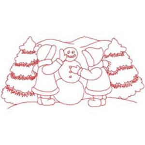 Picture of Snowman Scene Machine Embroidery Design