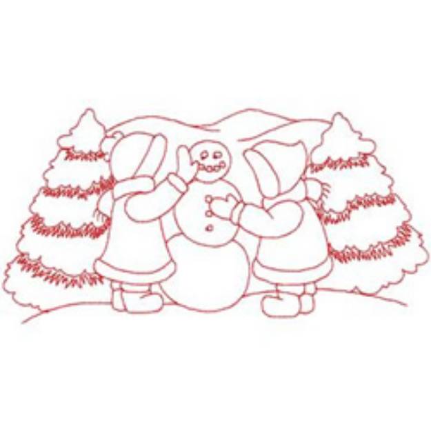 Picture of Snowman Scene Machine Embroidery Design