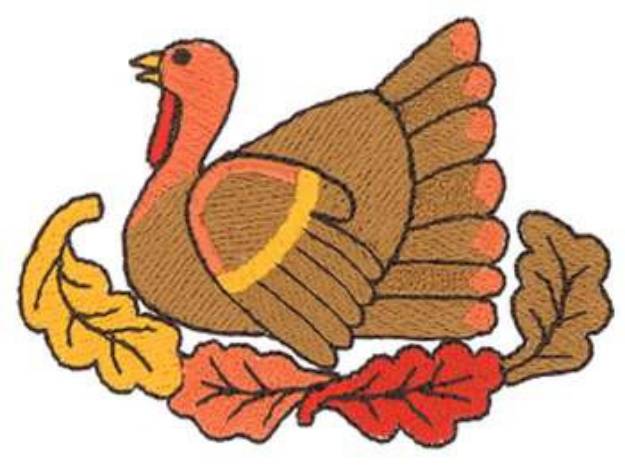 Picture of Turkey With Leaves Machine Embroidery Design