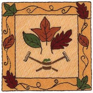 Picture of Autumn Leaves Square Machine Embroidery Design