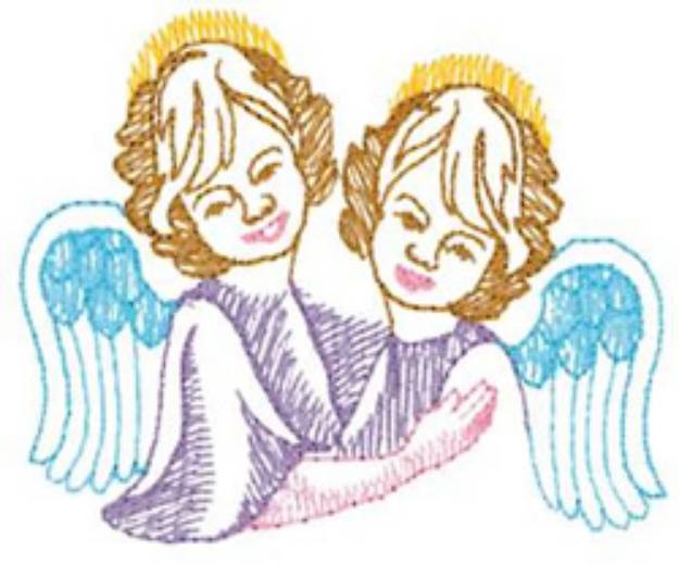Picture of Two Angels Machine Embroidery Design