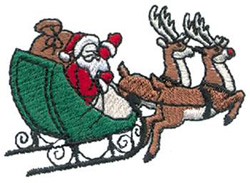 Santa In Sleigh Machine Embroidery Design