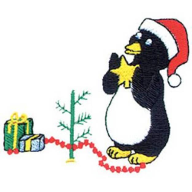 Picture of Penguin With Gifts Machine Embroidery Design