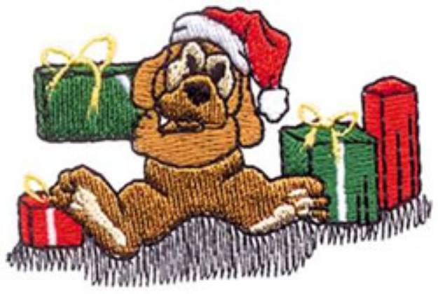 Picture of Puppy With Gifts Machine Embroidery Design
