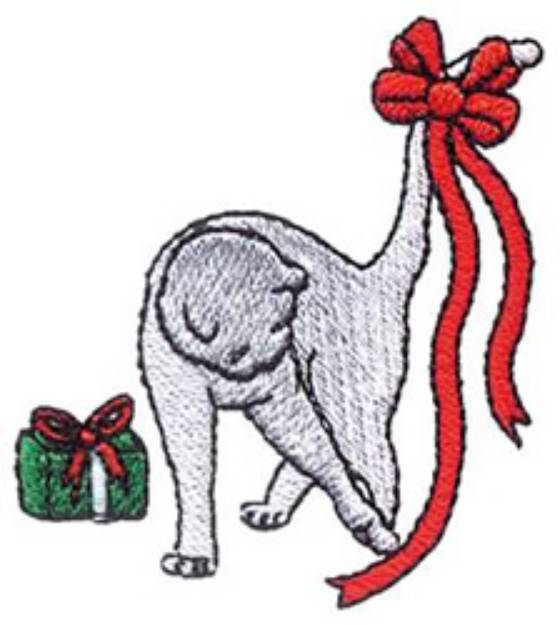 Picture of Cat With Ribbon Machine Embroidery Design