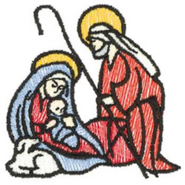 Picture of Jesus, Mary And Joseph Machine Embroidery Design
