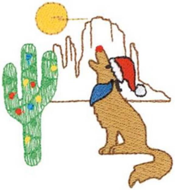 Picture of Christmas Coyote Machine Embroidery Design
