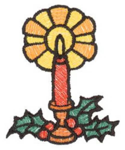Picture of Stained Glass Candle Machine Embroidery Design