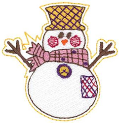 Patchwork Snowman Machine Embroidery Design