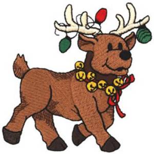 Picture of Reindeer with Bells Machine Embroidery Design
