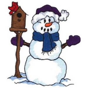 Picture of Snowman with Birdhouse Machine Embroidery Design