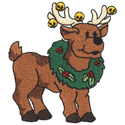 Reindeer W/ Wreath Machine Embroidery Design