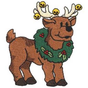Picture of Reindeer W/ Wreath Machine Embroidery Design