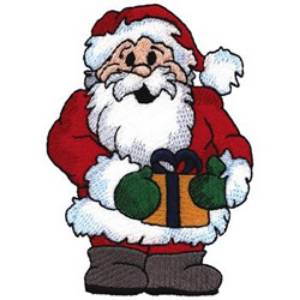 Picture of Santa with Present Machine Embroidery Design