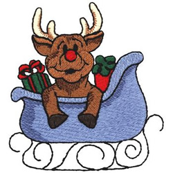 Reindeer In Sleigh Machine Embroidery Design