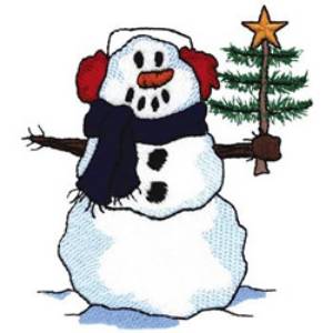 Picture of Snowman W/ Christmas Tree Machine Embroidery Design