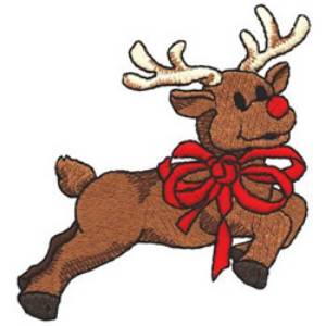 Picture of Reindeer W/ Bow Machine Embroidery Design