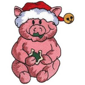 Picture of Pig in Santa Hat Machine Embroidery Design