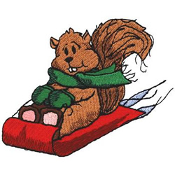 Squirrel on Sled Machine Embroidery Design