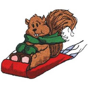 Picture of Squirrel on Sled Machine Embroidery Design