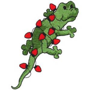 Picture of Gecko with Christmas Lights Machine Embroidery Design