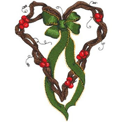 Christmas Heart Wreath Machine Embroidery Design