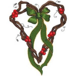 Picture of Christmas Heart Wreath Machine Embroidery Design